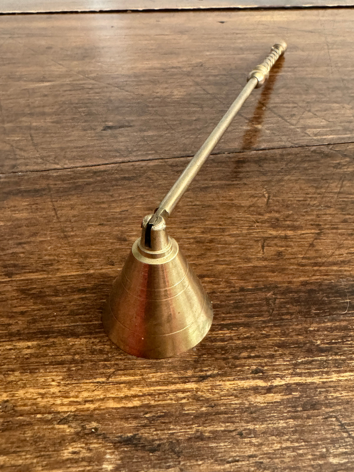 Vintage Brass Candle Snuffer with Thicker Swirled Handle