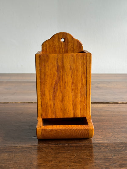 Vintage Small Wood Match Stick Holder - Wall Mounted or Table Top