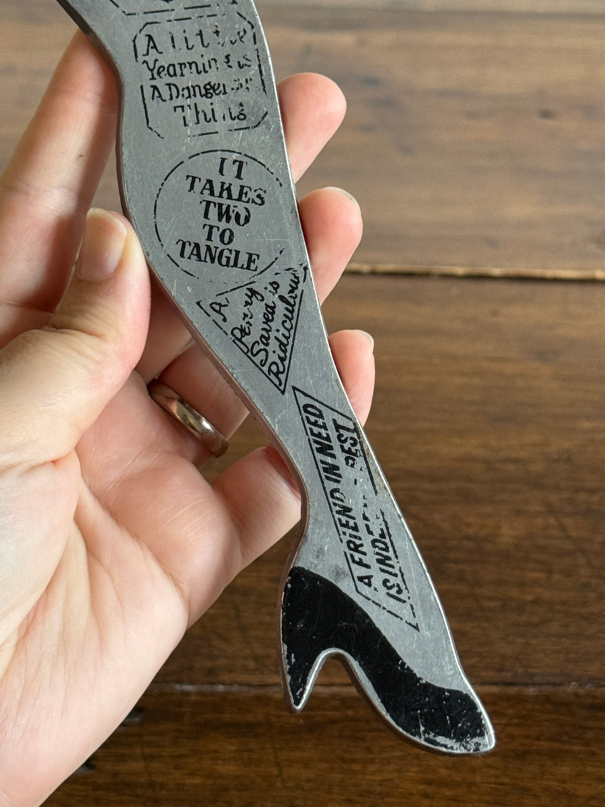 Vintage Large Lady Leg Bottle Opener with Quote/Text