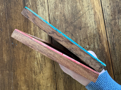 PICK ONE Pink or Blue Inlay Bone on Wood 4x6 Photo Frame