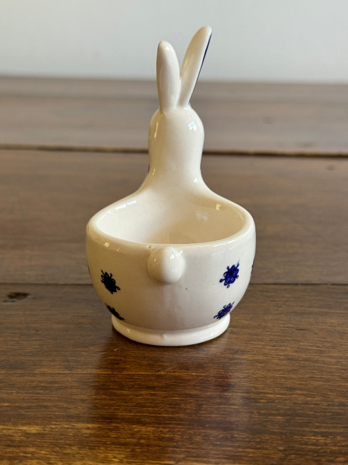 Vintage Blue and White Floral Bunny Egg Cup