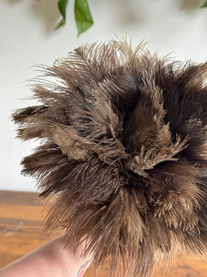 Vintage Real Feather Duster on Red Wood Handle