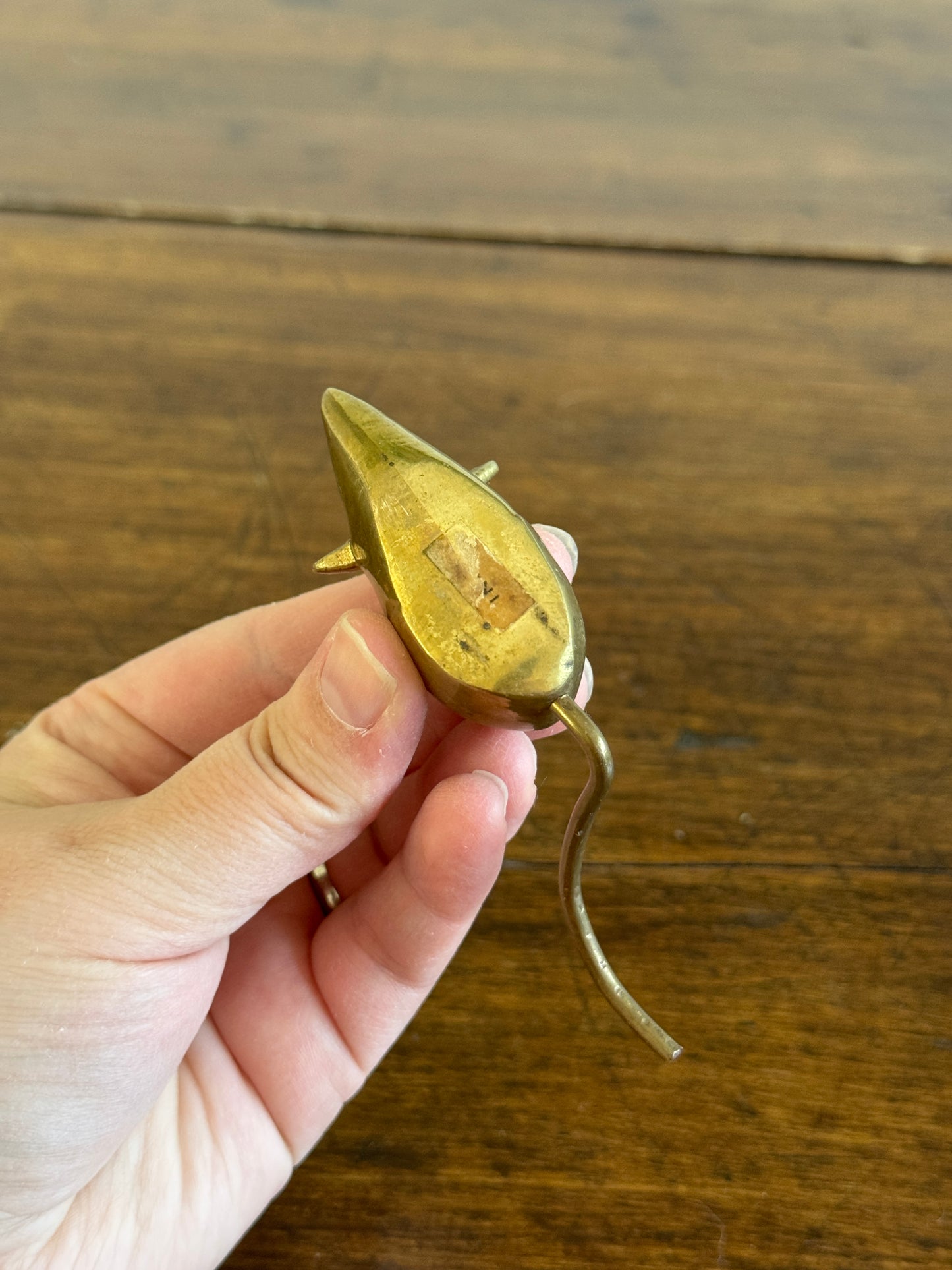 Vintage Brass Mouse Figurine with Thin Tail