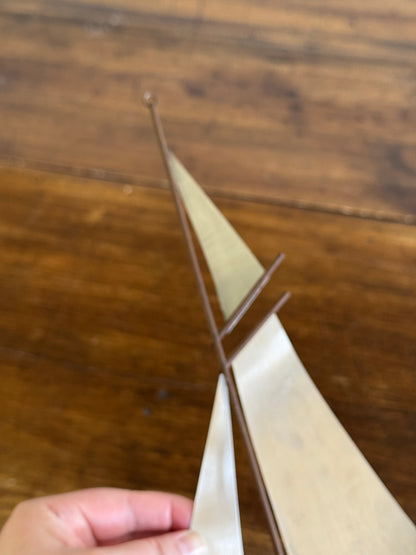 Vintage Brutalist Style Sailboat Metalwork Wall Art - Made in Canada