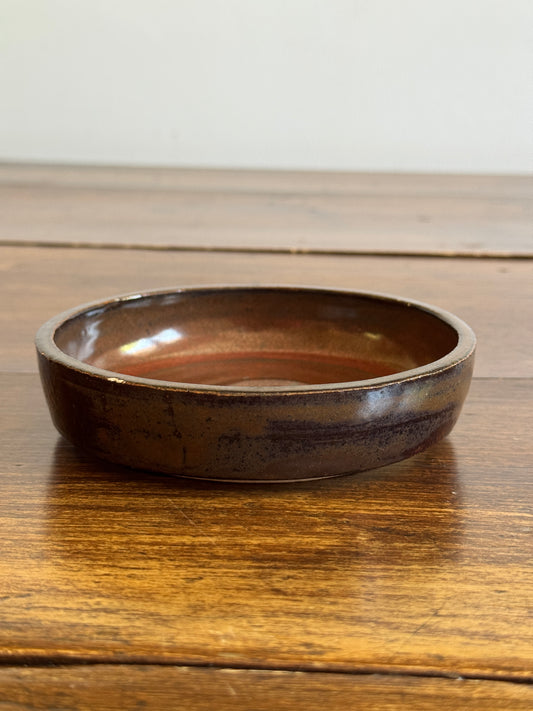 Small Shallow Brown Pottery Bowl