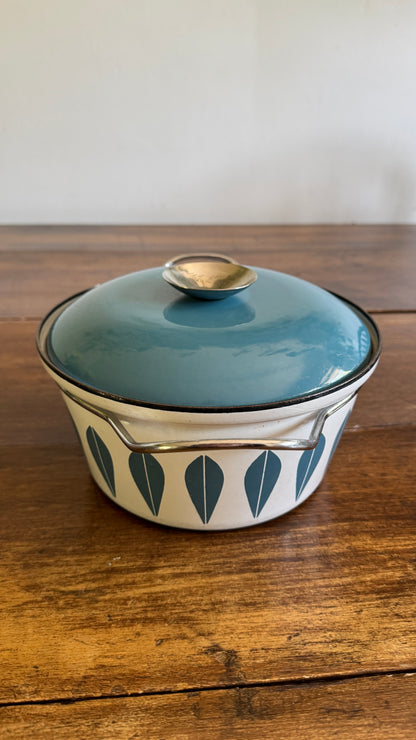 Vintage CathrineHolm Blue and White Mid Century Enamel Pot - Made in Norway
