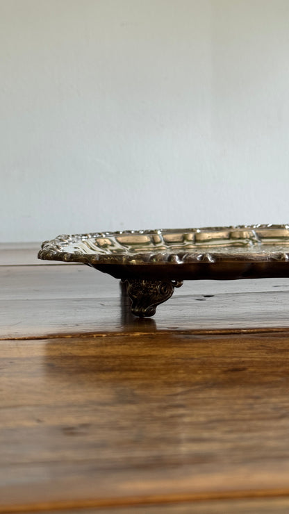 Large Square Silver Plated over Copper Serving Tray Old English Reproductions- Made in Canada