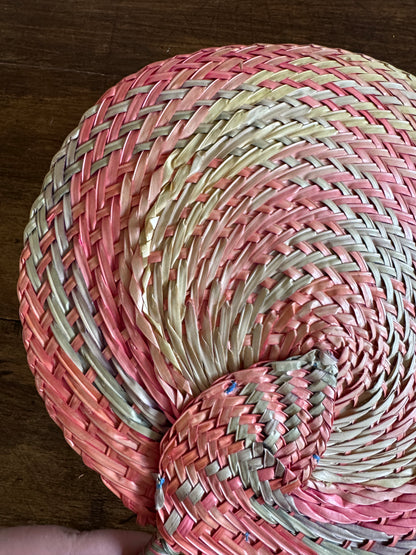 Vintage Colourful Woven Hand Fan Wall Decor - Handheld Boho Fan