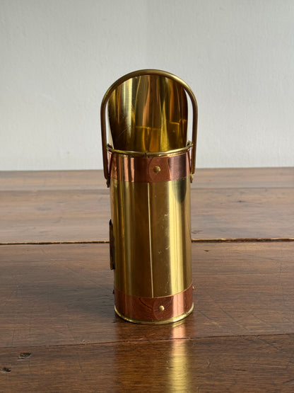 Shiny Brass Long Match Holder with Scooped Opening and Handle