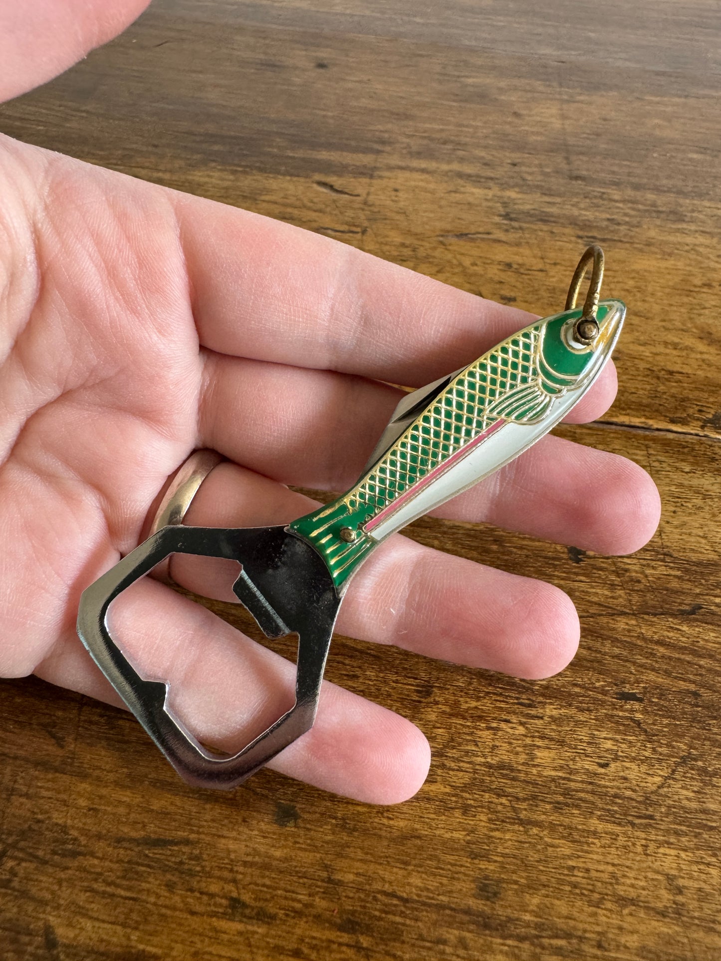 Vintage Fish Shaped Bottle Opener and Foil Pocket Knife Shaped Like Fish