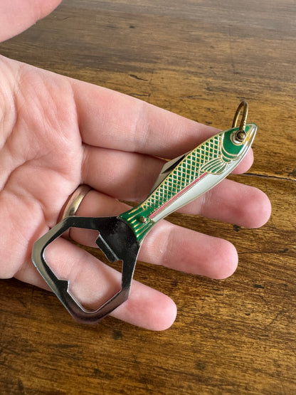 Vintage Fish Shaped Bottle Opener and Foil Pocket Knife Shaped Like Fish