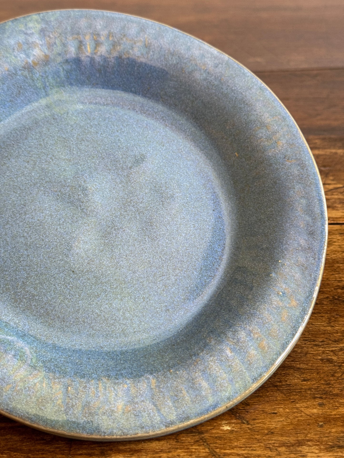 Hand Crafted Blue Pottery Round Plate