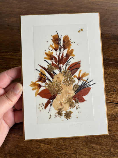Vintage Henni Original Rectangle Pressed Flower Art