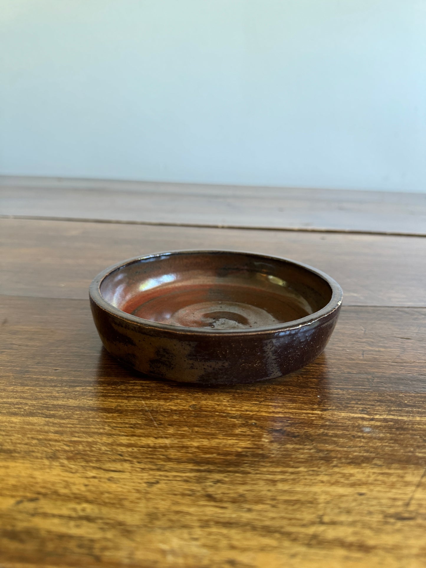 Small Shallow Brown Pottery Bowl