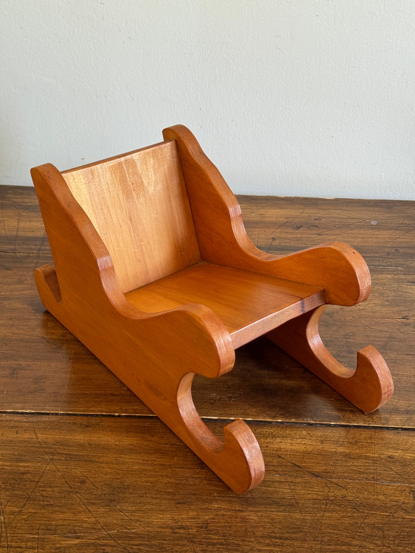 Vintage Large Hand Crafted Wood Sleigh Holiday Decor