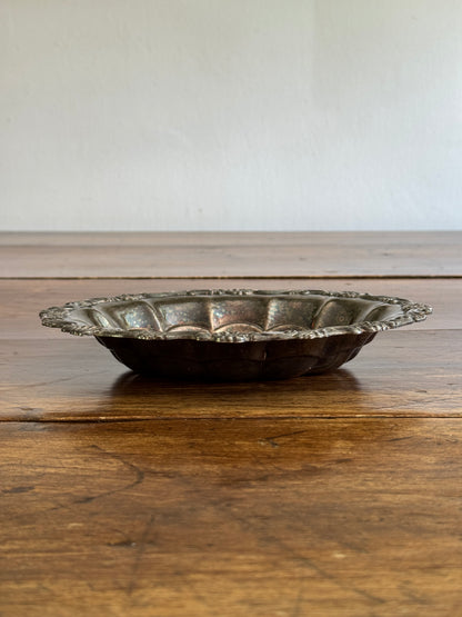 Silver Plated Scalloped Bowl with Lovely Worn Patina