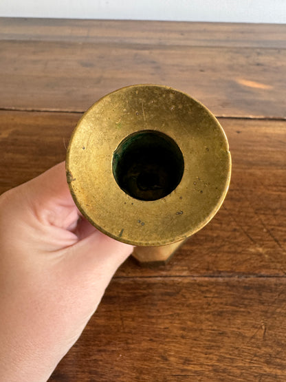Single Vintage Brass Candle Holder with Ornate Post Design
