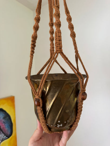Brown Macrame Plant Pot Hanging Holder
