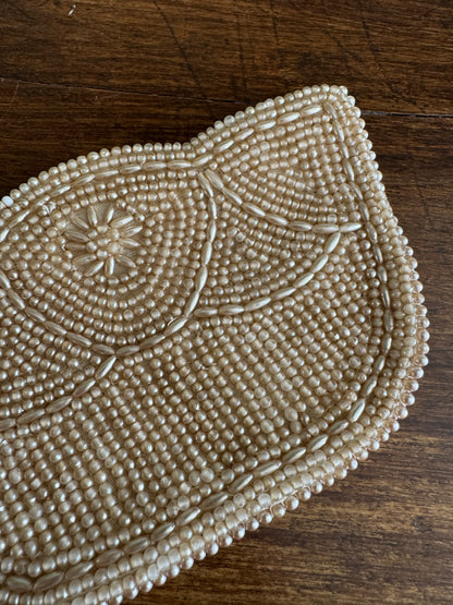 Small Vintage Beaded Hand Held Clutch Coin Purse with Zipper