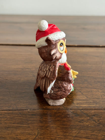 Vintage Owl Holiday Figurine with Parent and Child - Made in Taiwan