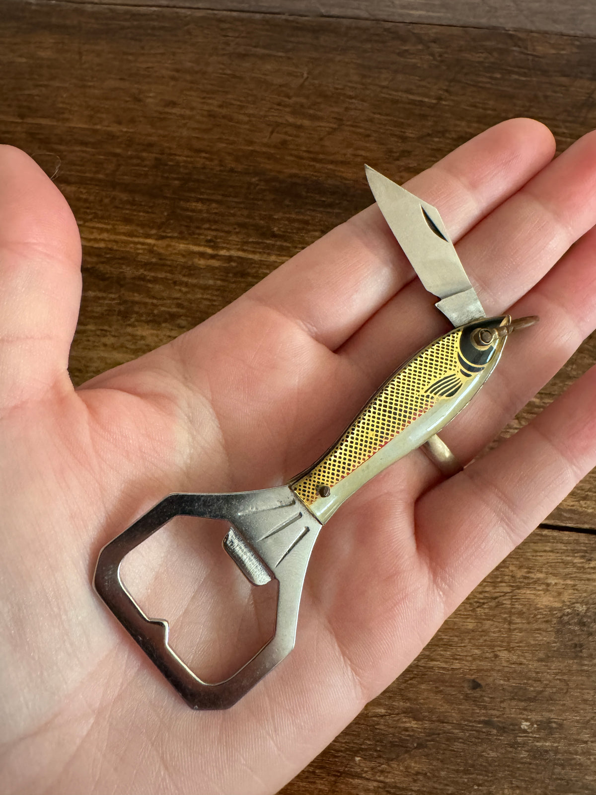 Vintage Fish Shaped Pocket Knife with Bottle Opener