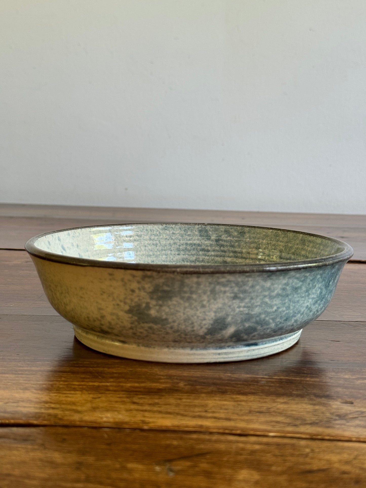 Vintage Blue and White Speckled Pottery Bowl