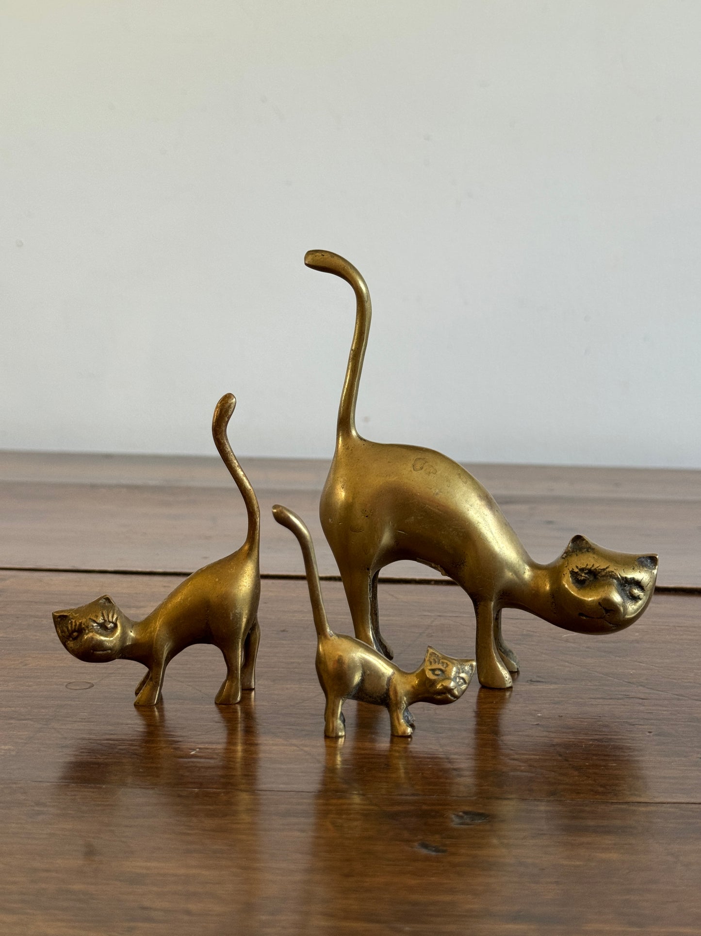 PICK ONE Vintage Brass Tail Up Cat Figurine - Cat Ring Holder