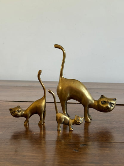 PICK ONE Vintage Brass Tail Up Cat Figurine - Cat Ring Holder