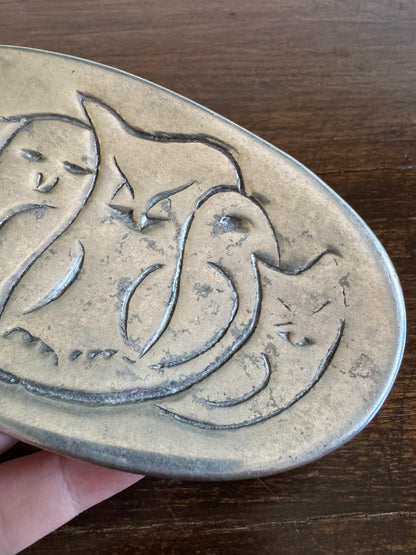 Vintage Aluminium Hoselton Owl Tray