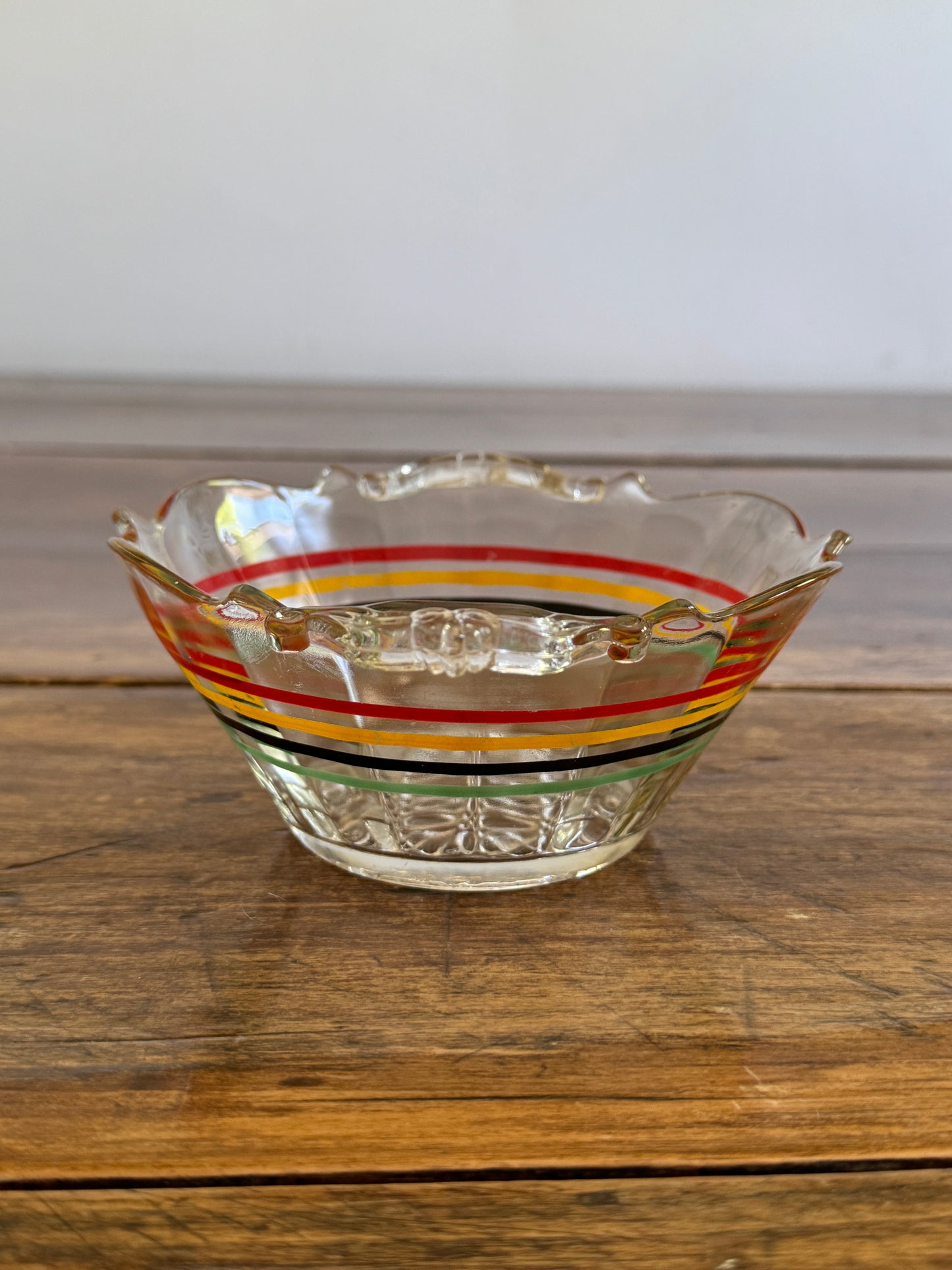 Vintage Clear Glass Striped Bowl - Anchor Hocking Banded Ring Bowl