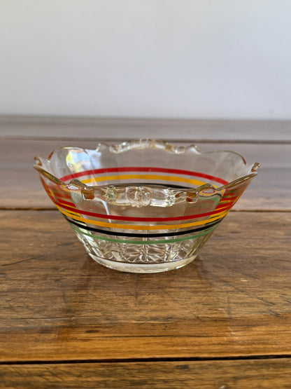 Vintage Clear Glass Striped Bowl - Anchor Hocking Banded Ring Bowl
