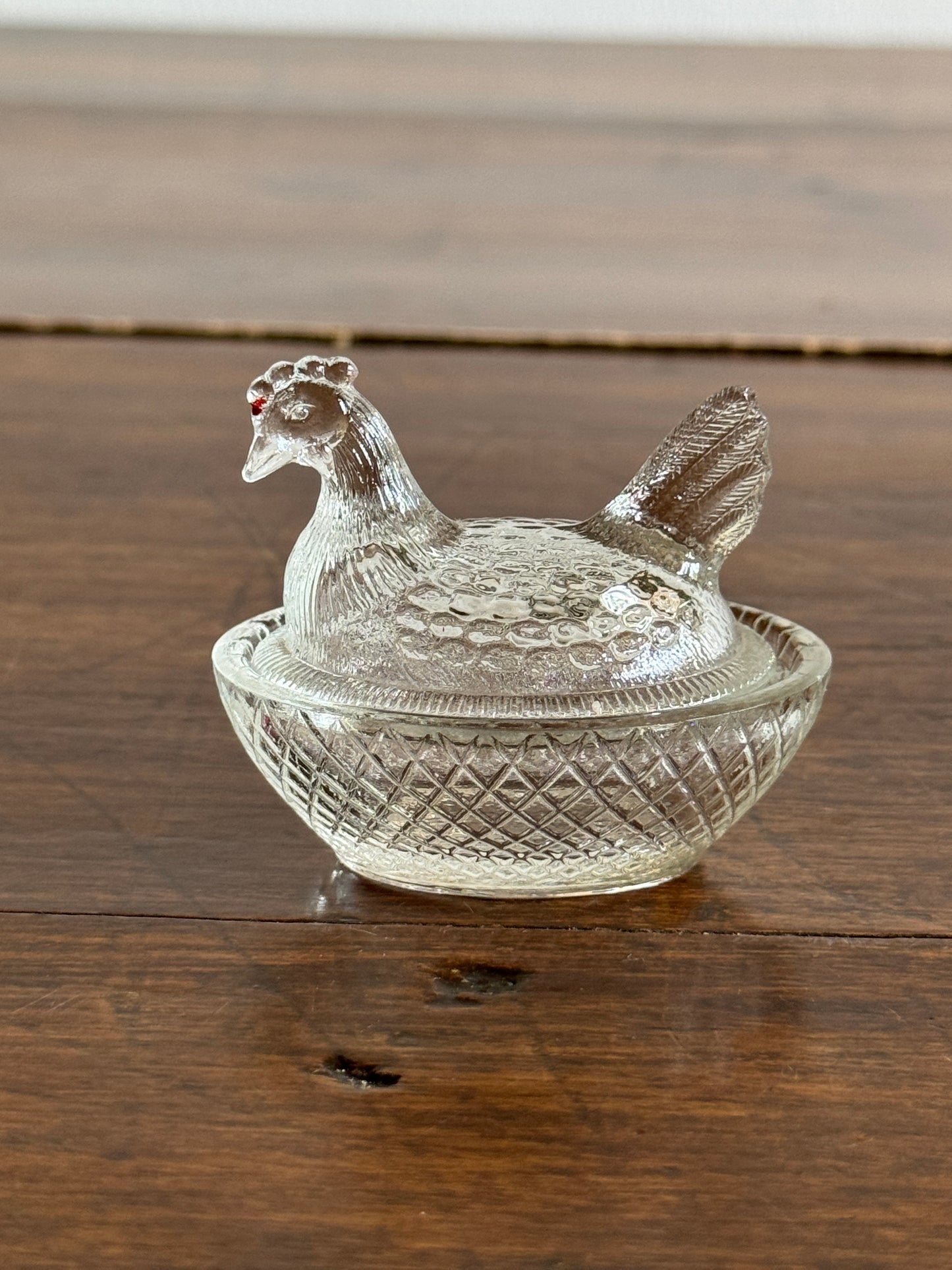 Mini Clear Glass Hen on Nest Salt Cellars - Lot of Four (Read)