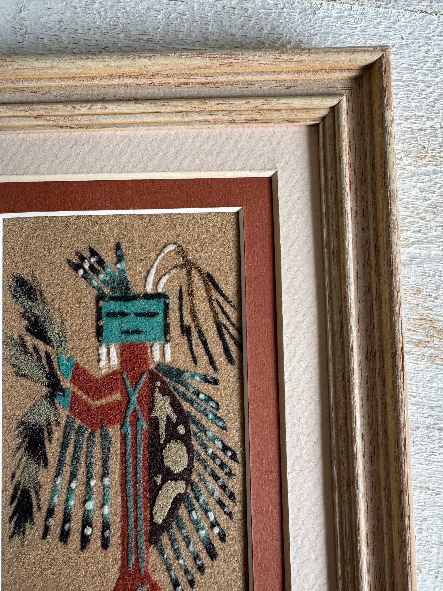 Vintage Framed and Matted Authentic Navajo Sandpainting Artwork
