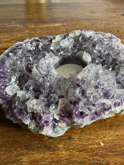 Raw Amethyst Stone Tealight Candle Holder - Made in Brazil