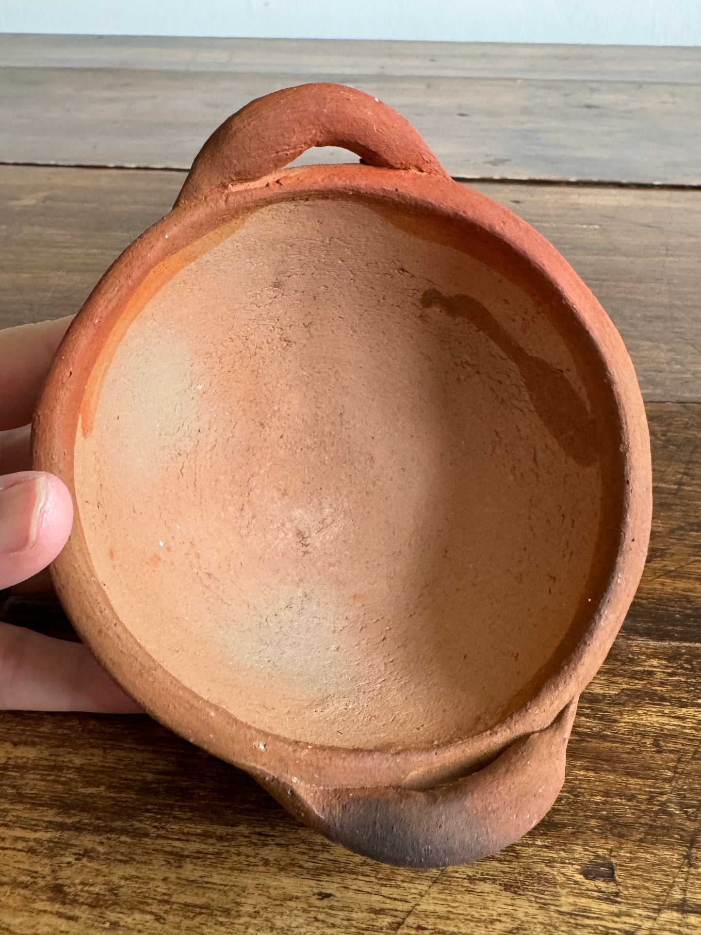 Terracotta Small Bowl with Double Handle and Organic Texture