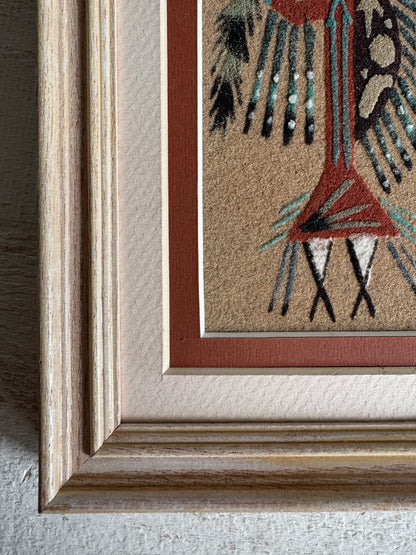 Vintage Framed and Matted Authentic Navajo Sandpainting Artwork
