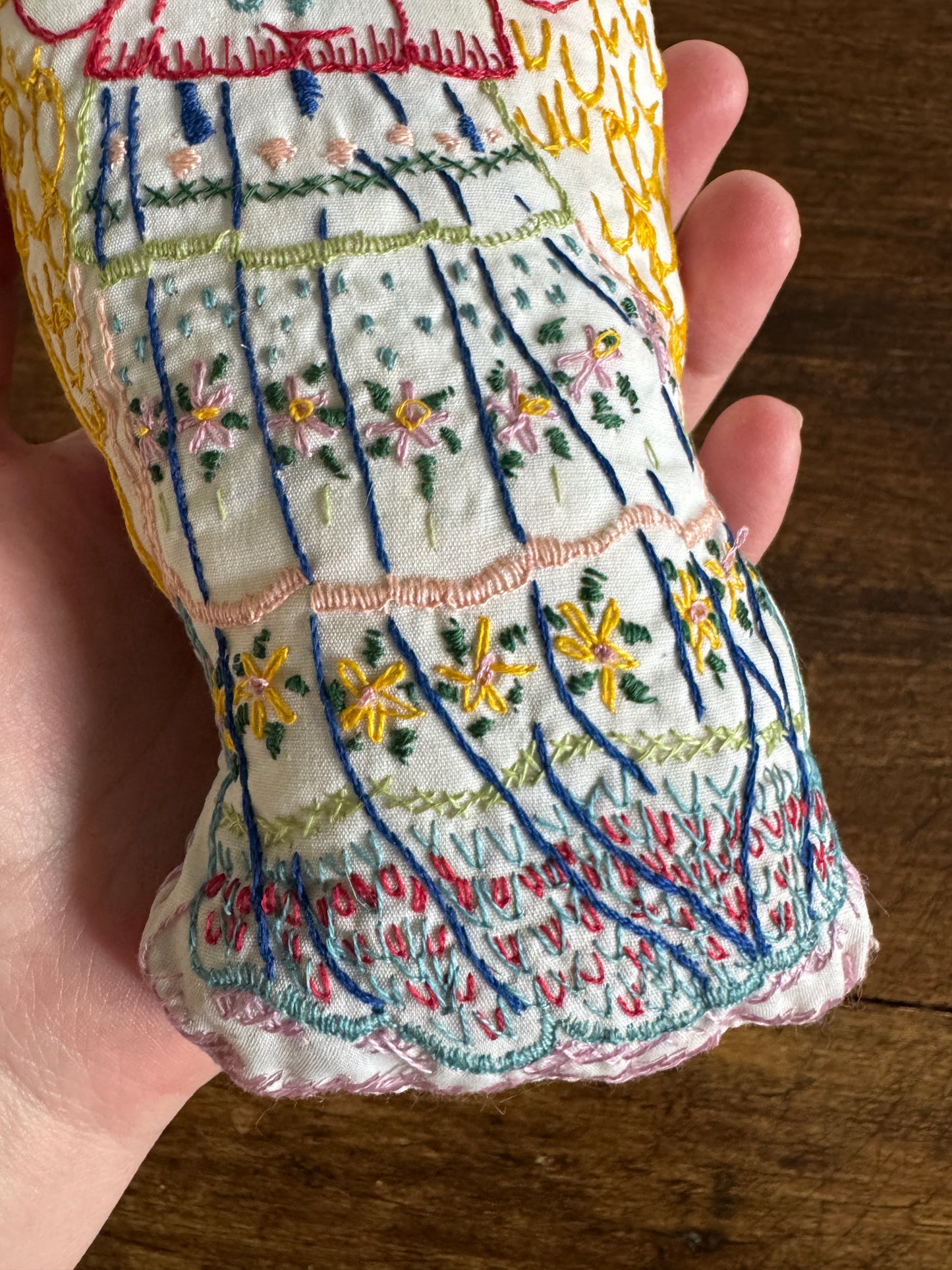 Vintage Hand Crafted Stitched Angel Plush Toy with Colourful Embroidery