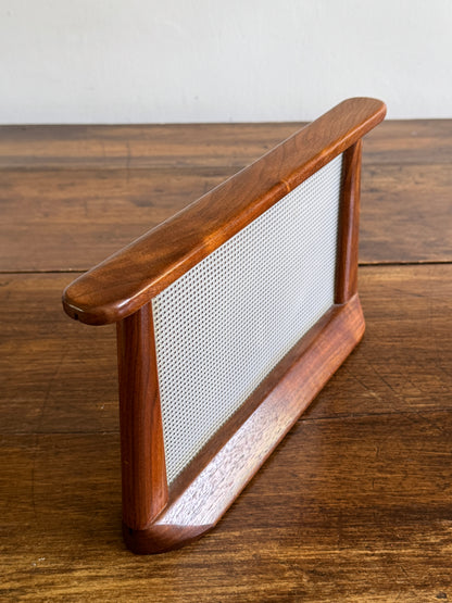 Vintage Wood and Plastic Mesh Earring Stand - Vintage Jewelry Holder Screen on Wooden Display