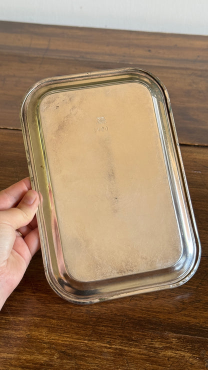 Small Rectangular Silver Trinket Dish Tarnish Spots - Made in Canada