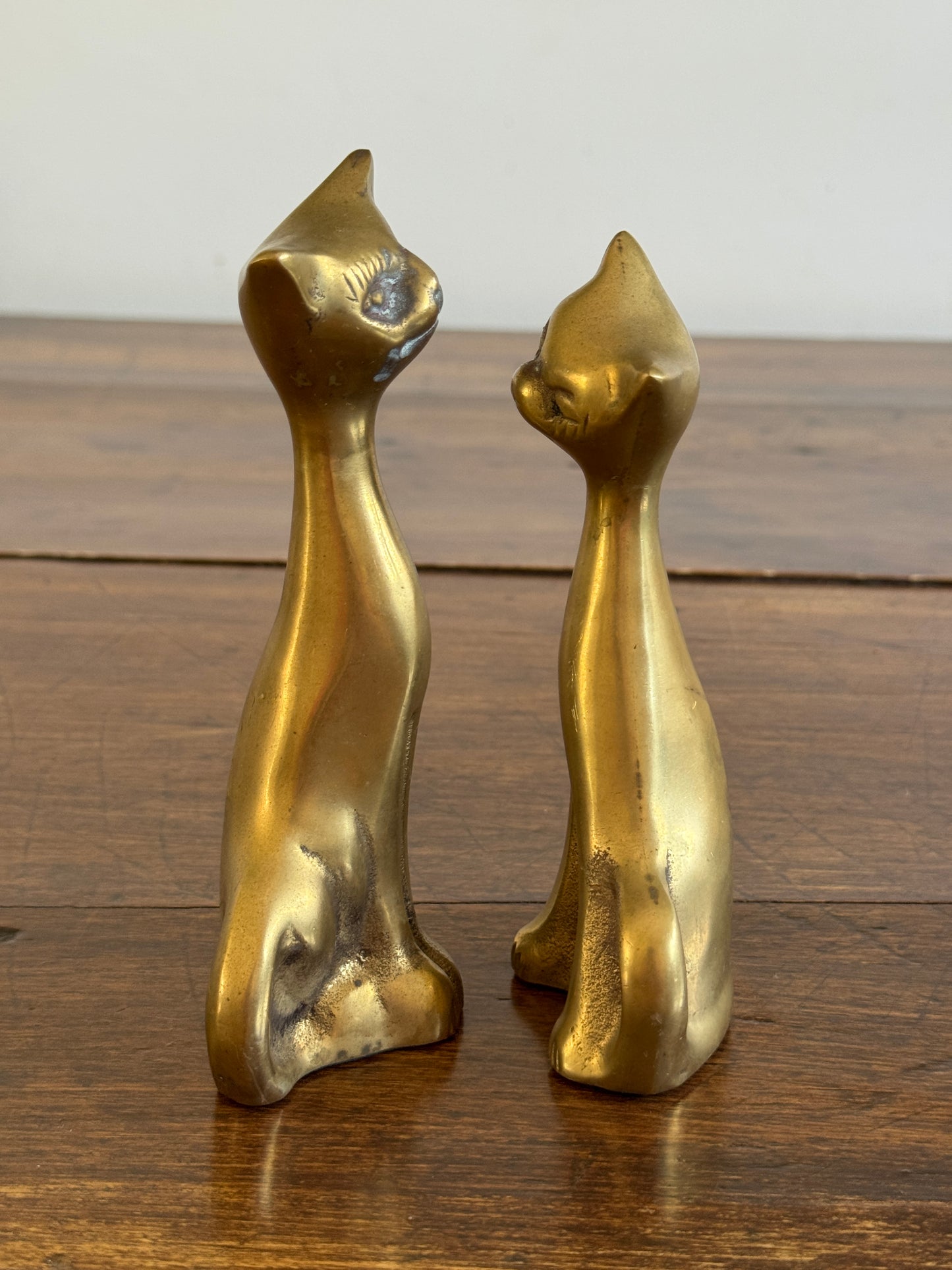 Vintage Mid Century Cat Couple - Brass Pair of Cat Figurines