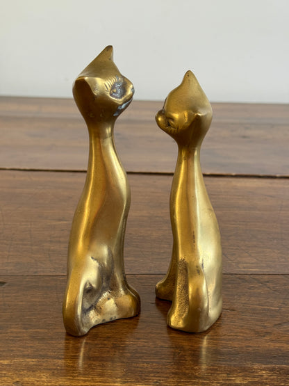 Vintage Mid Century Cat Couple - Brass Pair of Cat Figurines