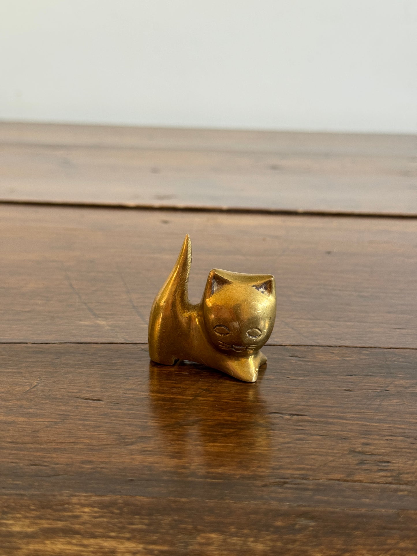 Vintage Cheeky Miniature Cat Figurine with Cartoon Like Features