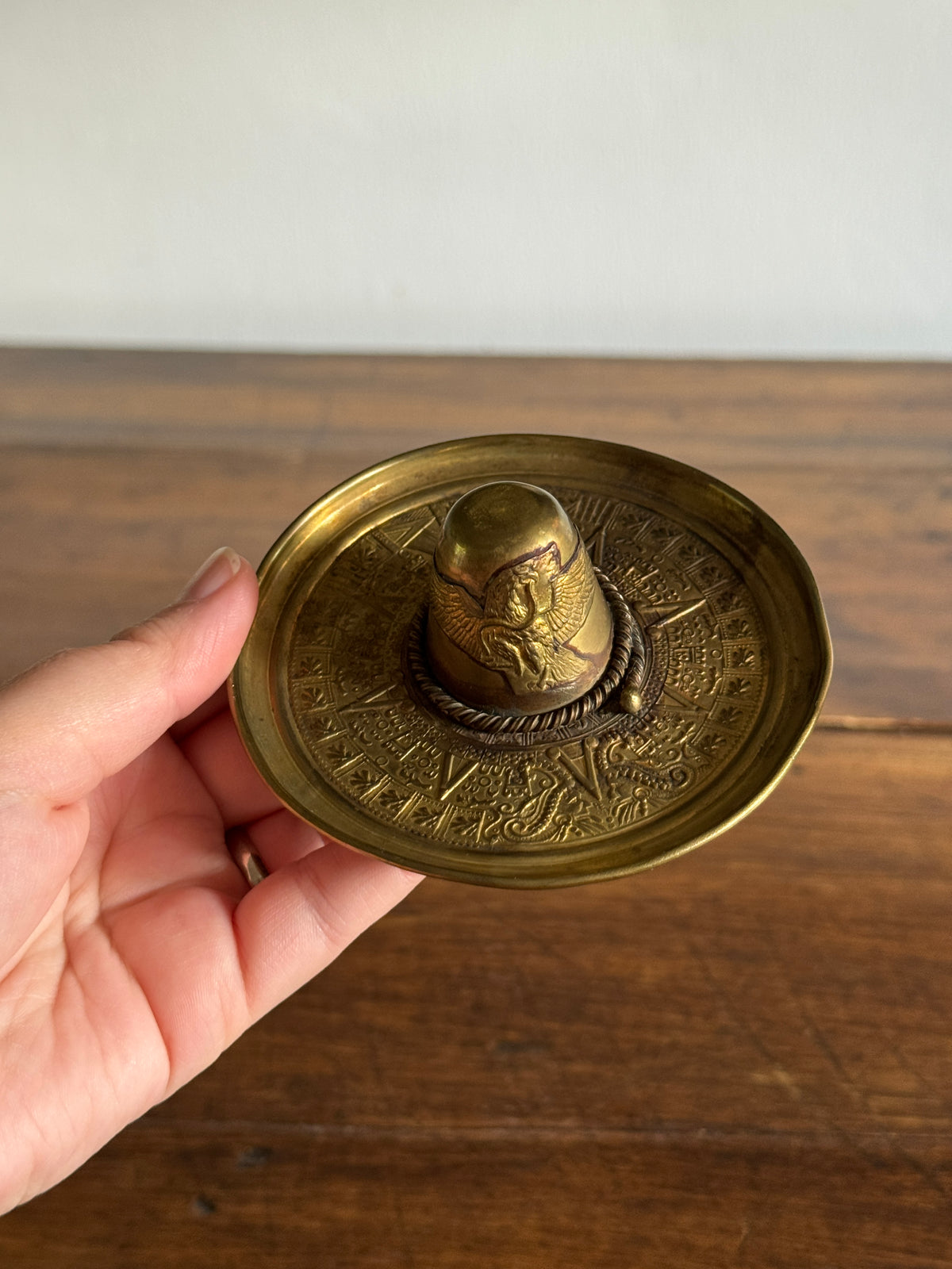 Vintage Detailed Brass Sombrero Hat Dish - Small Hat Trinket Dish