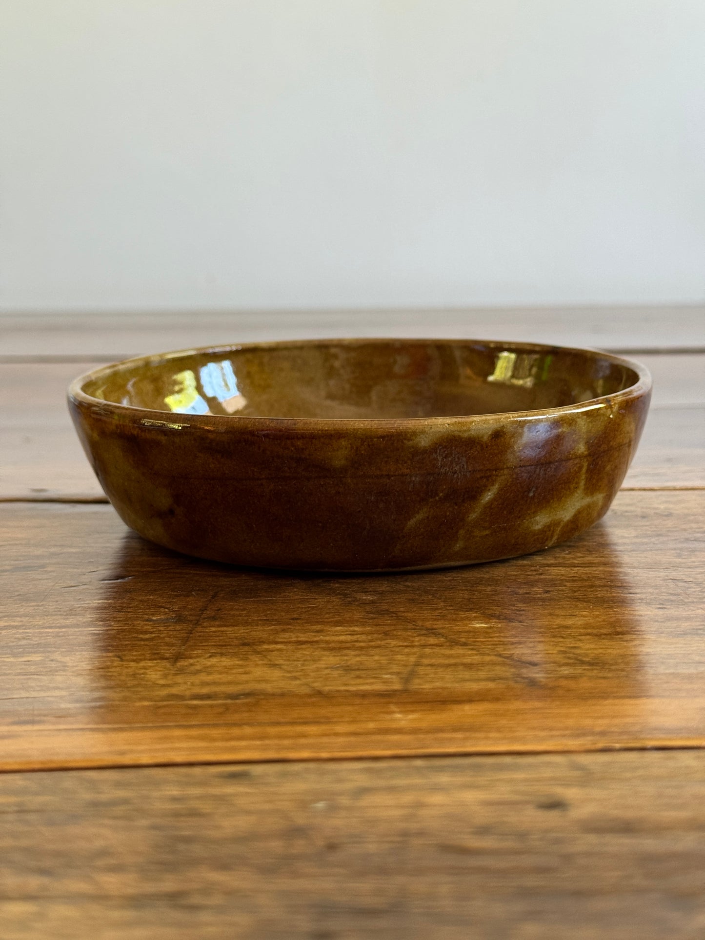 Hand Crafted Brown Shallow Pottery Bowl