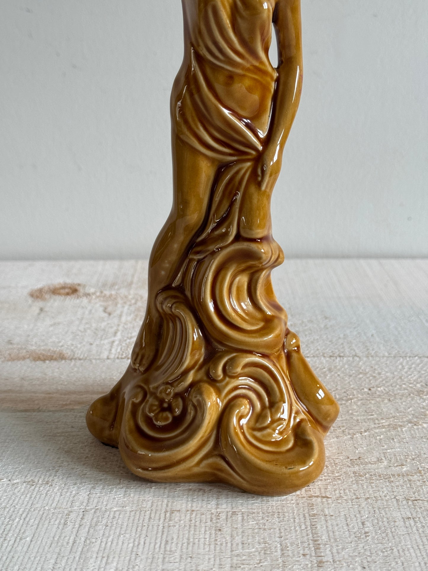 Beautiful Standing Woman Carrying Decorative Bowl Pottery Figurine - Art Deco Style