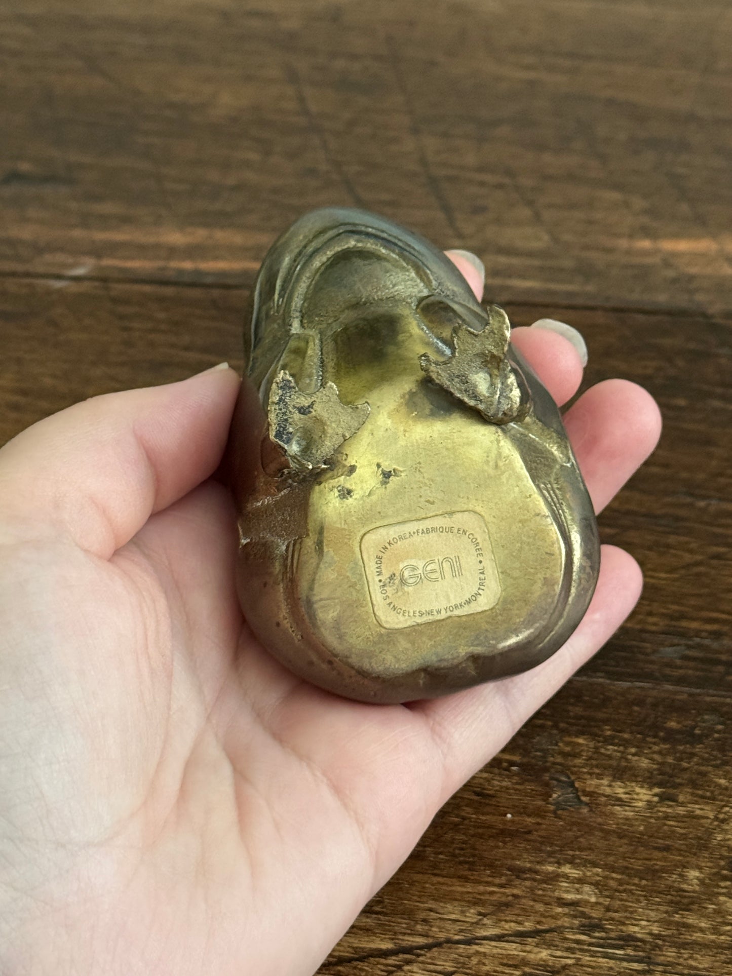 Chubby Brass Frog - Small Rounded Brass Frog Figurine