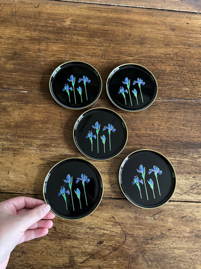 Plastic Iris Flower Coaster Set of Five