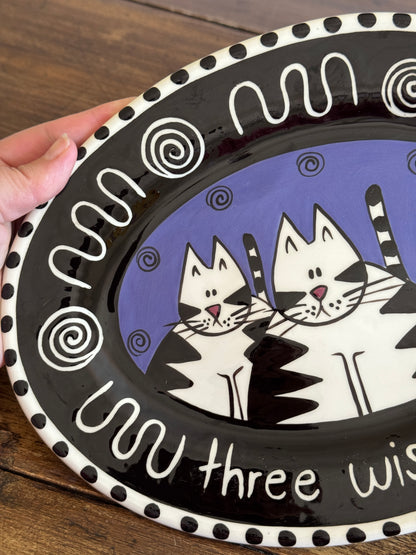 Three Wise Cats Plate by Catfish Moon Nova Scotia - Made in Canada
