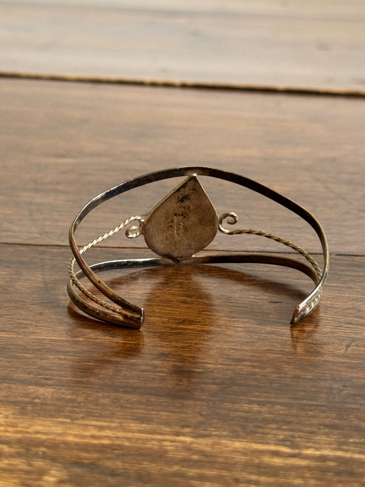 Vintage Alpaca Silver Cuff Bracelet - Inlay Cuff Bracelet - Made in Mexico