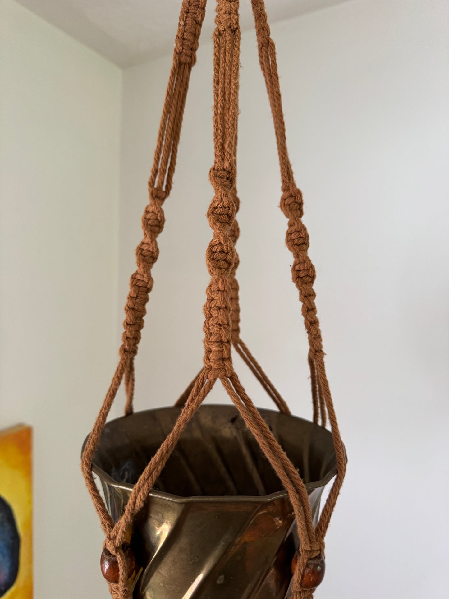Brown Macrame Plant Pot Hanging Holder